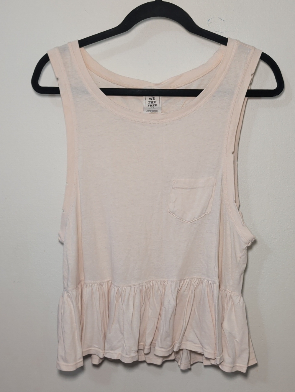 We the Free Distressed Continental Peplum Ruffle Tank Light Pink Women's Size S